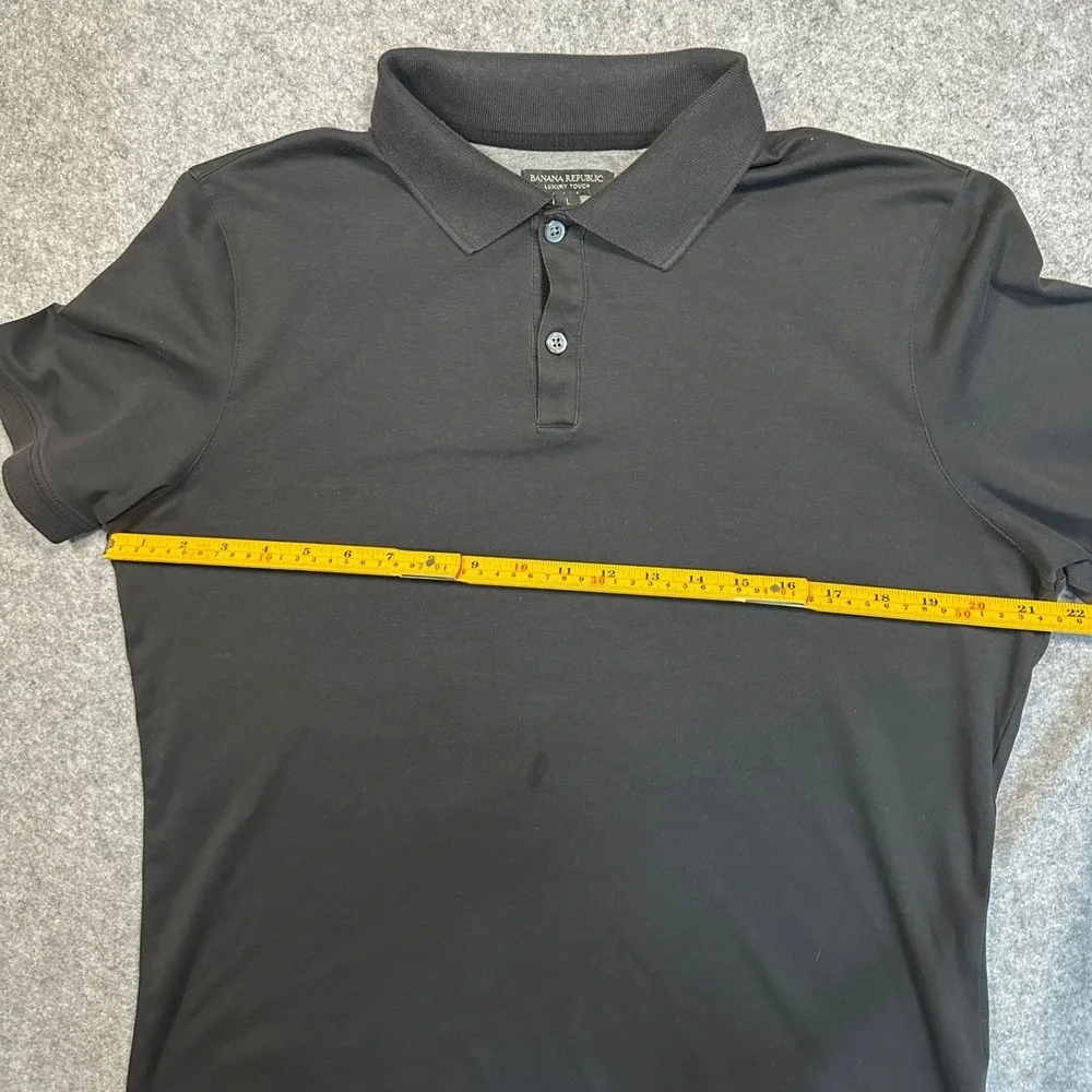 Banana Republic Luxury Touch Polo Large Black Solid Cotton‎ Short Sleeve